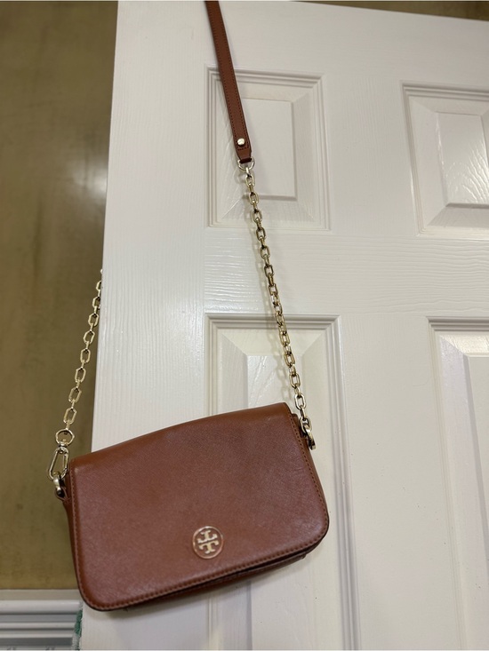 Tory Burch Handbags - Tory Burch Brown Leather Chain-strap Crossbody Bag